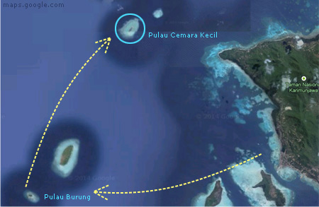 Pulau Cemoro Kecil dilihat dari atas
