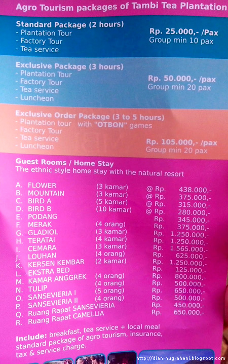 Harga menginap villa Tambi Agro wisata