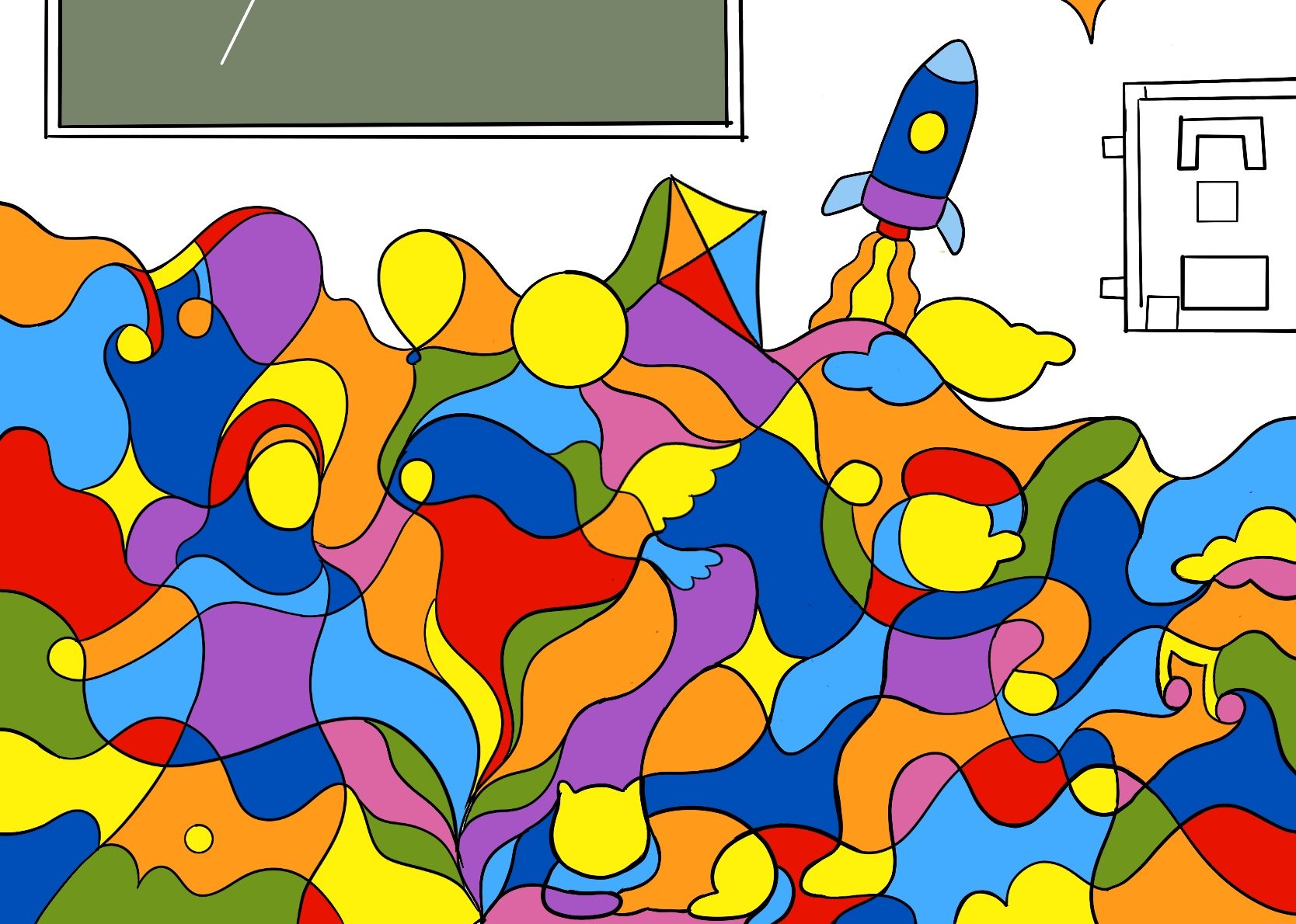 Sketsa dan coloring Mural 