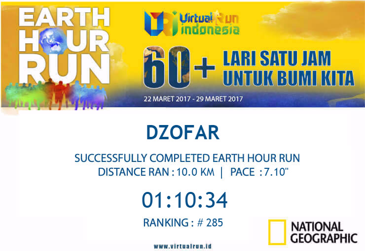 Sertifikat Earth Hour Run 2017