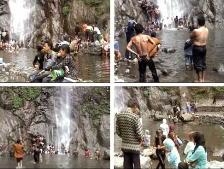 Suasana Air Terjun Sedudo kala ramai